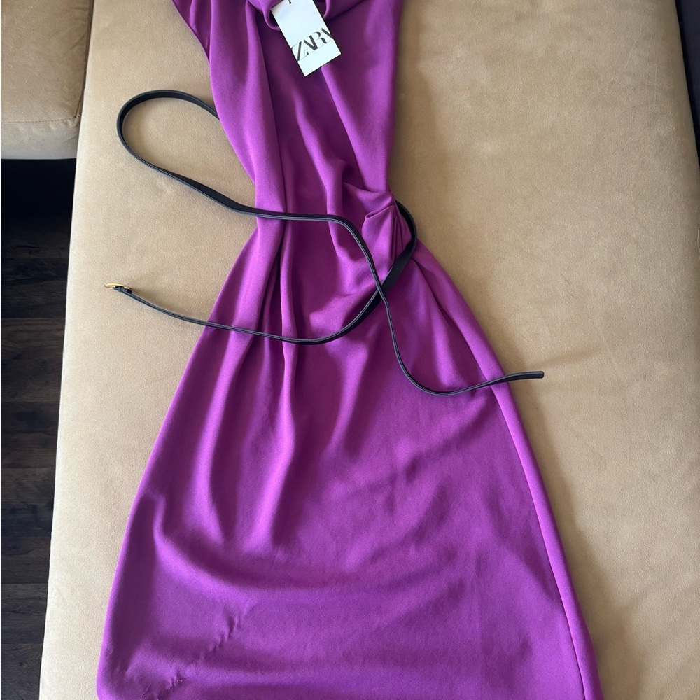 Zara One Shoulder Dress in Vibrant Purple